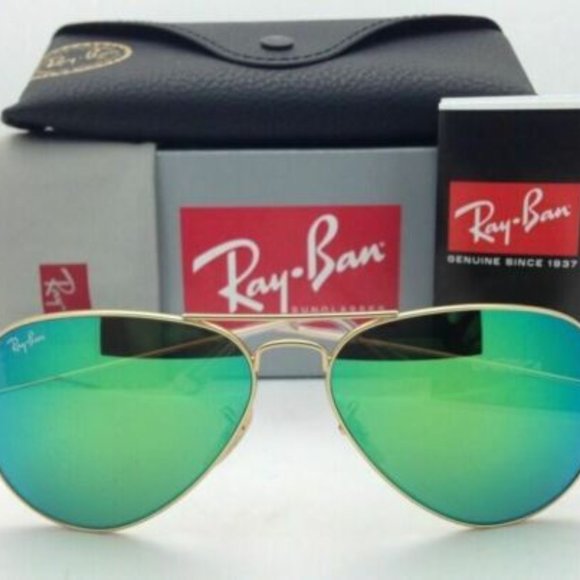 Ray-Ban Large Metal Gold Aviator Green Mirror - Picture 4 of 8